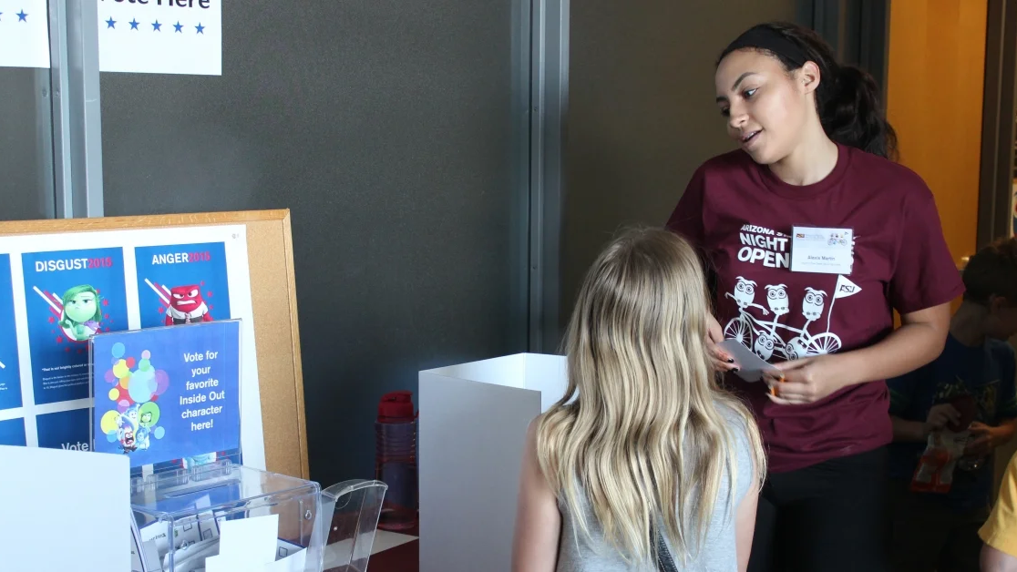 Candidates are running for election! Kids have the opportunity to practice their civic duty and and vote for their favorite option.